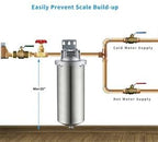 Amwater NSF/ANSI 42 Certification Jumbo Stainless Steel Filter Housing for 10”Length,4.5"OD Filter Cartridge, 1NPT Inlet and Outlet, Drain Valve Style C (Square Head)