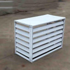 Outdoor Air Conditioner Cover Aluminum Decorative Fence Privacy Screen Protective Grilles for Heat Pumps Trash Can Enclosure Flower Stand Perfect for Concealing (White 100x50x70cm)