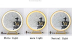 Mirrors LED Illuminated Bathroom Wall Mounted with Lights and Demister Pad Aluminum Bathroom Vanity Tabletop (Size : 60X70CM)