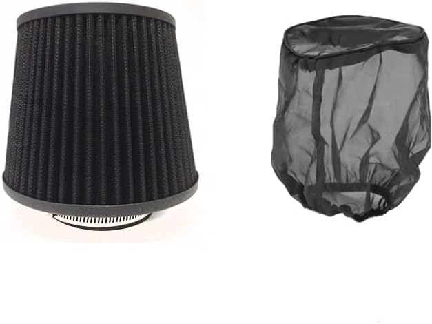 Black Cold Air Intake Cone Replacement Performance Washable Clamp-on Dry Filter with Sock Protective Cover Mesh Dustproof Bag (3.5")