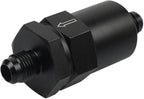 Automotive Tuning Inline Fuel Filter with AN6 Fittings and 30 Overfilter for EFI and Carburetor Systems