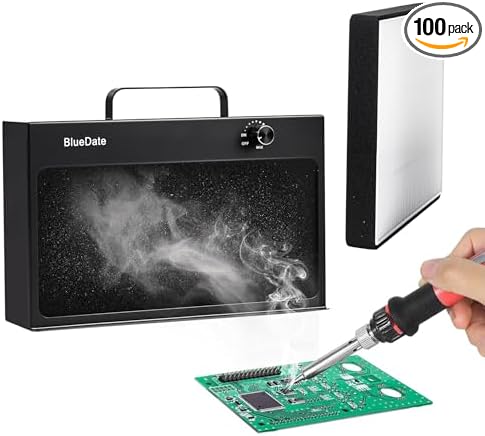 HEPA Solder Fume Extractor Fan Solder Smoke Absorber DIY Work Fan for Soldering Station, Hand Engraving, Jewelry Soldering Use with HEPA Filter (Black, Large)