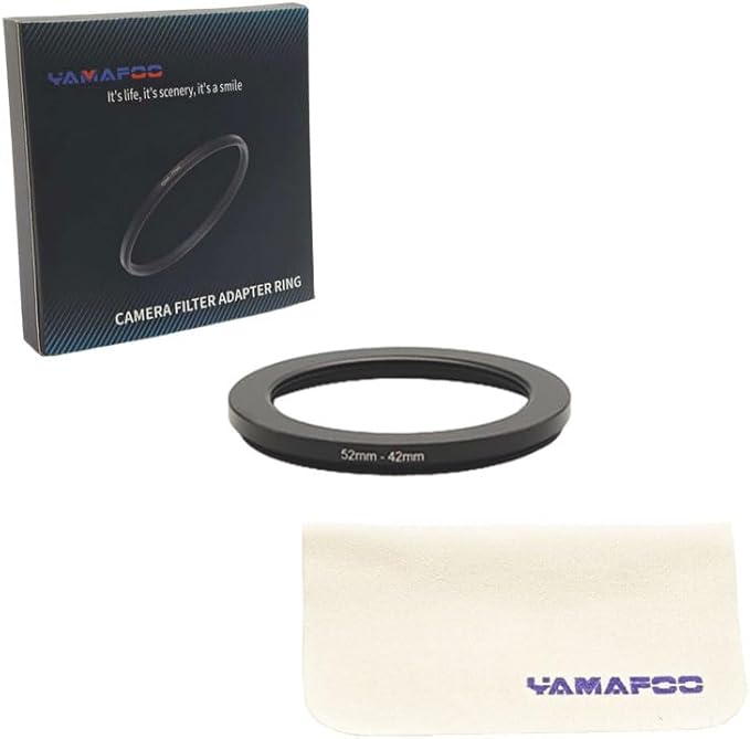 YAMAFOO 52mm to 42mm Step-Up Ring/Step Down Rings Filter Adapter for All Brands UV ND CPL Metal Ring Step-Up Rings Adapter Filter,Black (52-42)