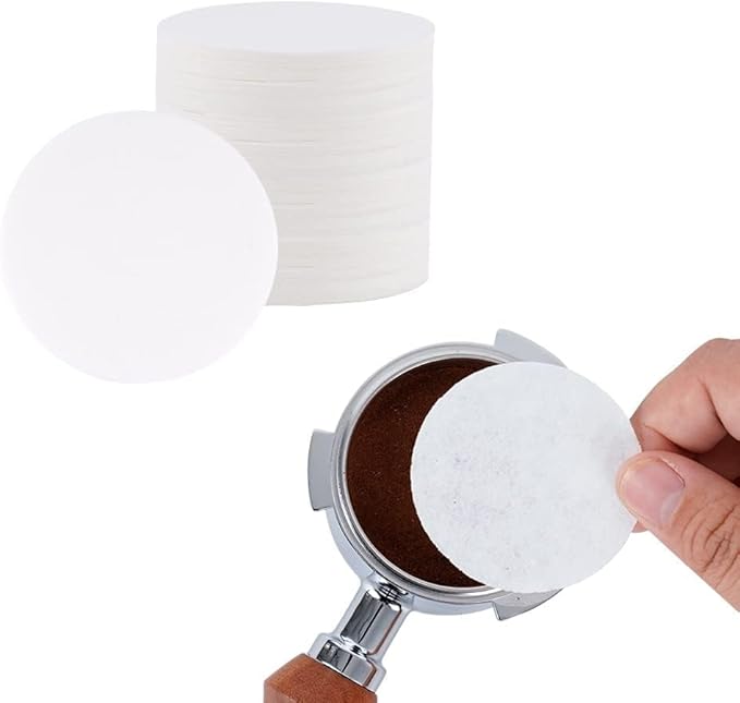 watchget 51mm Espresso Paper Filters - 100 Pcs Replacement Unbleached Coffee Filter Papers for Espresso Machines, 51mm Portafilter Baskets, and Coffee Maker Tools