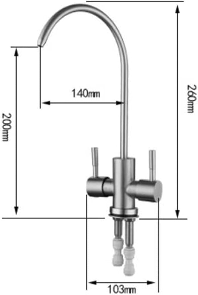 304SUS Stainless Steel 2 Way Filtered Kitchen Bar Sink Faucet Reverse Osmosis Ro Water Filter Tap (Brushed Golden)
