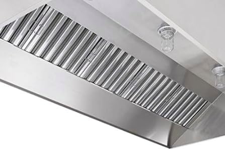Commercial Kitchen Restaurant Duty Exhaust Hood, Wall Canopy Stainless Steel Exhaust Hood with Baffle Hood Filters, High Temperature Light Fixtures, and 16” Round Exhaust Riser (12" Long Hood)