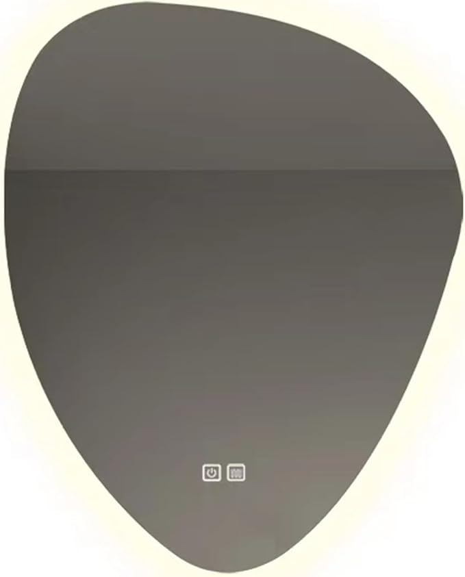 Irregular Bathroom Mirror with LED Lights, Wall Mounted Mirror with Touch Switch and Demister Pad, Drop Shape Decorative Mirror, 3 Colors Dimmable Lighting(A,29.5 * 39.4in/75 * 100cm)