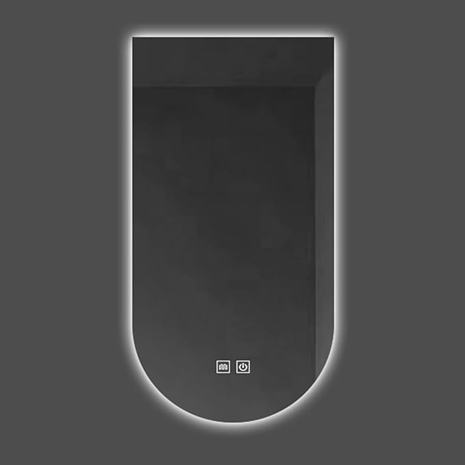 Wall Mirror Arched Bathroom Mirrors, 3-Color Lighted Bathroom Makeup Mounted Mirror, with Demister Pad, Dimming Function for Bathroom Living Room Bedroom Entryway(15.9"x31.9"/40x80cm)