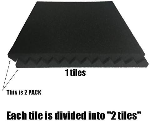 96 Pack Allxinlog Absorb the echo Acoustic Foam Panel Wedge Studio Soundproofing Wall Tiles 12" X 12" X 1" (96-BLACK)