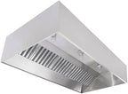 Commercial Kitchen Restaurant Duty Exhaust Hood, Wall Canopy Stainless Steel Exhaust Hood with Baffle Hood Filters, High Temperature Light Fixtures, and 16” Round Exhaust Riser (12" Long Hood)
