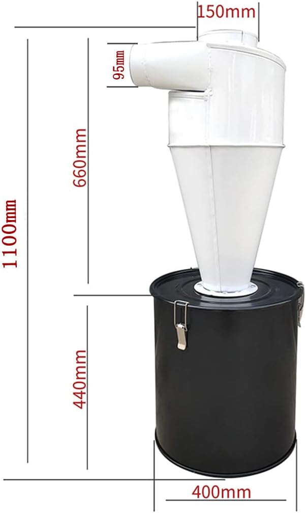 TECHTONGDA Cyclone Dust Separator 5.9inch Outlet for Vacuum Dust Collector Extractor Filter Woodworking with 13.2 Gallon Collection Drum
