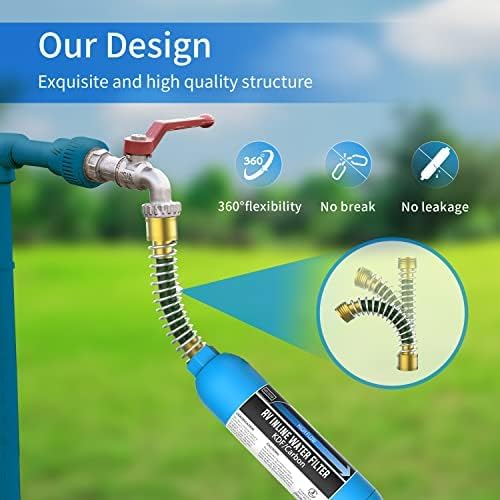 Lifefilter RV Inline Water Filter, NSF Certified, Reduces Chlorine, Bad Taste, Odor, Dedicated for RVs and Marines, 2 Pack Drinking Filter with 2 Flexible Hose Protector