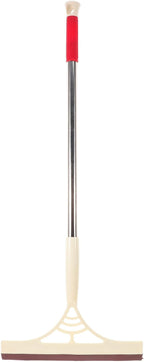 Multifunction Window Squeegee Cleaner with Extendable Handle, Dry and Wet Glass Scraper Brush, Khaki for Bathroom Shower Door and Floor Cleaning