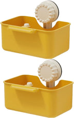 2Pcs Kitchen Sink Strainer Drainer Basket with Suction Cup,Food Waste Filter Basket,Sponge Brush Holder for Kit-chen Home,Efficient Kitchen Waste Management (Yellow)