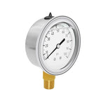 Joywayus Pressure Gauge 0-100 PSI Brass 1/4" NPT Male Thread Lower Mount, Glycerin Filled, Stainless Steel Case, Multiple Function