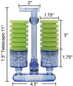 Multi Layer Filter Media Biochemical Dual Sponge Filter for Betta Fry Aquarium Fish Tank Up to 50 Gallon (2-Pack)