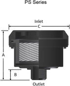 Solberg FS-10-050™ Inlet Compressor Air Filter Silencer, 1/2" MPT Outlet, 4-1/8" Height, 4-1/8" Diameter, 12 SCFM, Made in the USA