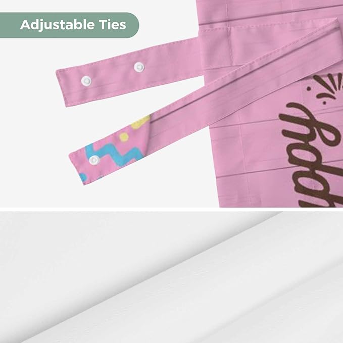 Pink Easter Tie Up Valance Curtains for Windows,Kitchen Curtains Window Shades,Easter Bunny Eggs Spring Cartoon Farmhouse Wood Grain Light Filtering Curtain Valances for Bedroom/Bathroom/Cafe 60"x18"