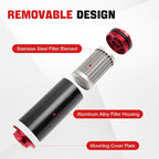 BARTOO Universal 50MM 100 Micron Inline Fuel Filter with 6AN 8AN 10AN Adapter For Filtering Gasoline, Diesel, E85-Red