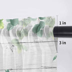 Easter Sheer Valances for Windows 42"x18", Light Filtering Kitchen Curtains Valance, Spring Watercolor Bunny Eggs Flower Leaf Wooden Grey Rod Pocket Chiffon Curtains for Living Room Bedroom Cafe