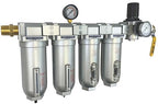 3/4" NPT Industrial (5-Stage) Moisture Removing Particulate Filter and Oil Removing Coalescing Filter and Two Desiccant Air Dryers and Air Pressure Regulator