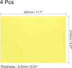 uxcell 4Pcs A4 Gel Light Lighting Filter Overlay Transparent Color Correction Plastic Vinyl PVC Sheets Photography Television Yellow,0.2mm