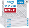 Aerostar 14x18x2 MERV 11-6 Count - Pleated Furnace & Air Conditioner Filters - Removes Dust, Cold & Flu Germs, Lint, Mold, Pet Dander, Allergy-Causing Pollen, Smog & Smoke