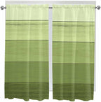 Gradient Green Wooden Board Window Valance Curtains, Retro Country Wood Grain Light Filtering Kitchen Valance with 3-inch Rod Pocket for Living Room Bathroom Bedroom,2 Panel,52x72In