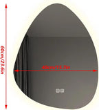 Irregular Bathroom Mirror with LED Lights, Wall Mounted Mirror with Touch Switch and Demister Pad, Drop Shape Decorative Mirror, 3 Colors Dimmable Lighting(A,15.7 * 23.6in/40 * 60cm)