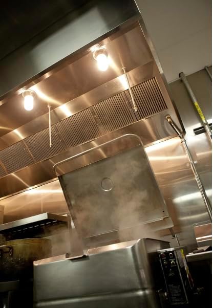 Commercial Kitchen Restaurant Duty Exhaust Hood, Wall Canopy Stainless Steel Exhaust Hood with Baffle Hood Filters, High Temperature Light Fixtures, and 16” Round Exhaust Riser (11" Long Hood)