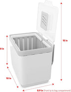 Glad Compost Bin for Kitchen, 1.5 Gallon | Plastic Container with Removable Inner Basket, Bag Storage Holder, and Carbon Odor Blocking Filters, White