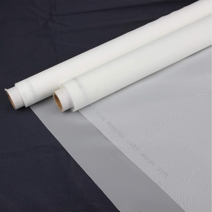 Silk Screen Printing Mesh, 100/110/120/140/160/180/200/250/300Mesh, White Yellow for Screen Printing Machine Equipment Accessories, Filter Painting, Polyester Fabric (100M/40T White)