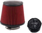 3" 76mm Universal Cold Air Intake Filter with Dustproof Cover – High Flow Round Tapered Cone Air Cleaner with Closed Top Design