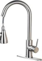 Kitchen Sink Faucet with Pull - Down Sprayer, 2 - Handle 3 - in - 1 Kitchen Sink Filter Faucet, Cold and Hot Mixer Drinking Water Faucet (Classic, Brushed Nickel-3)
