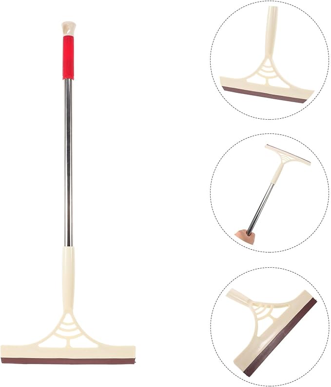 Multi-Function Window Squeegee with Water Scraper for Wet and Dry Cleaning, Khaki Bathroom Cleaner Tool for Shower Doors, Mirrors, Glass and Screen Surfaces