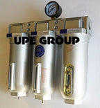 HEAVY DUTY INDUSTRIAL 3 STAGE COMPRESSED AIR CLEANER MOISTURE TRAP, COALESCING FILTER, DESICCANT DRYER (3/4" MANUAL DRAIN)