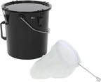 Deep Fryer Oil Storage Container with Filter,6 Gallon Bucket with Lid, Strainer Bag and Handle, Carbon Steel Oil Grease Disposal Container for Deep Fryer Oil Filtering/Storage - Black