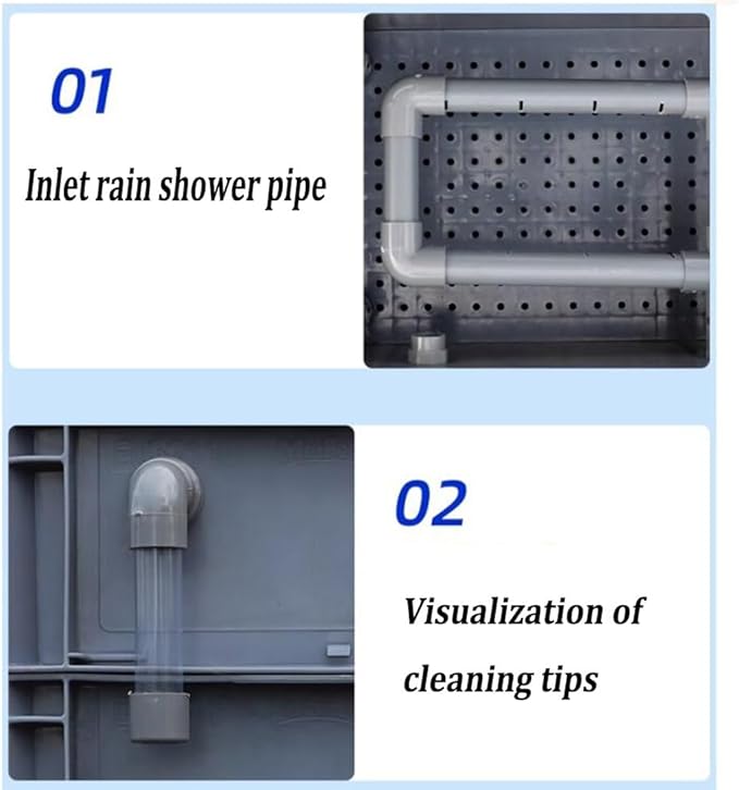 GRRICEPL Fish Tank Filter Box, Waterfall Bio-Filtration Aquarium, Turtle Tank Filter, Pump and Filter Media Not Included (Color : Gray, Size : 40x30x68cm)