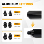 BARTOO 100 Micron Inline Fuel Filter with 6AN 8AN 10AN Adapter and 50MM Mounting Bracket For Filtering Gasoline, Diesel, E85(Black)