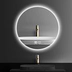 Bathroom Mirror with LED Lights and Touch Sensor, Wall Mounted Mirror with Demister Pad, 3 Colours of Light, Double Touch Button, for Entryway, Bathroom, Vanity(90cm/35.4in)