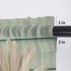 Daisy Flower Sheer Valances for Windows 42"x12", Light Filtering Kitchen Curtains Valance, Modern Art Floral Farmhouse Teal Wooden Grain Rod Pocket Chiffon Curtains for Living Room Bedroom Cafe