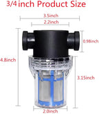 Sediment Filter - 3/4 Female Thread Inline Strainer for Garden Hose, Pressure Washer, RV with 100 Mesh Screen Water Pump Strainer