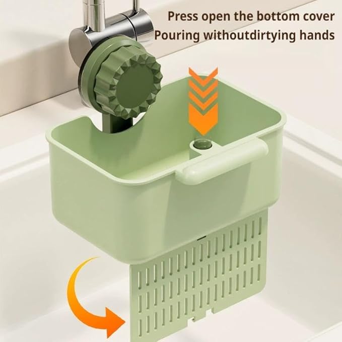 2Pcs Kitchen Sink Strainer Drainer Basket with Suction Cup,Food Waste Filter Basket,Sponge Brush Holder for Kit-chen Home,Efficient Kitchen Waste Management (Yellow)