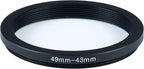 49mm to 43mm Step-Down Ring Filter Adapter for All Brands UV ND CPL Metal Ring Step-Down Rings Adapter Filter (49mm-43mm)