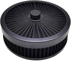 X-AVION Full Flow Round 9''X2'' Air Filter Assembly Kit Black Washable and Resuable Air Cleaner with Mounting Stud & Wing Nut Kit Air Cleaner for 4 Barrel Carburetor V8 Chevy Fοrd