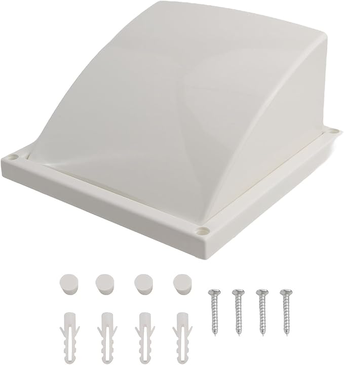 ABS Exterior Wall Ventilation Grille with Valve for Kitchen Bathroom Range Hood Duct Outlet 100mm 125mm 150mm Pipe Connection Weatherproof Air Exhaust(150MM)