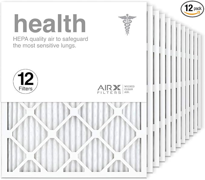 AIRx Filters 20x24x1 Air Filter MERV 13 Pleated HVAC AC Furnace Air Filter, Health 12-Pack, Made in the USA