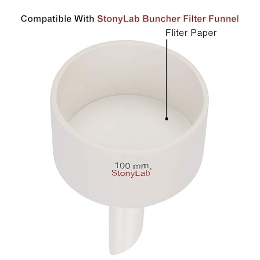 StonyLab Quantitative Filter Paper Circles, 94mm Diameter Cellulose Filter Paper with 20 Micron Particle Retention Medium Filtration Speed, Pack of 100
