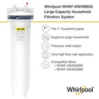 Whirlpool 20" x 4.5" Whole House Water Filter Housing, NSF Certified System for Sediment Carbon Filter, Home Pre-Filtration for Well and City Water, 1" Port with Pressure Relief, Filter Not Included