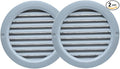 VENTS-US - 4" Round Plastic Vent Cover in Light Grey with Built-in Insect Screen Mesh and Flange for Air Supply or Exhaust Air Applications - Compatible with 4 Inch Diameter Ducts (2-Pack)